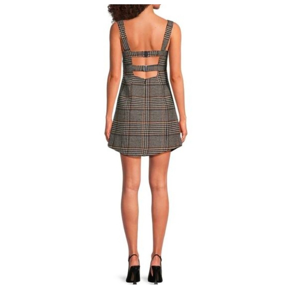 Le' AL.X Size L Glen Plaid Woven Wool Blend Lined Plaid Tank Dress NWT $189 1026 - Picture 4 of 16